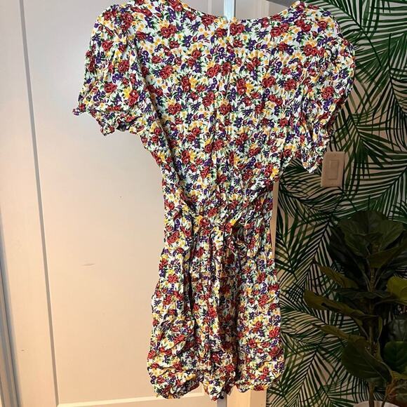Faithfull The Brand Raphaela Floral Puff Sleeve Mini Dress Size 6 - Picture 7 of 14